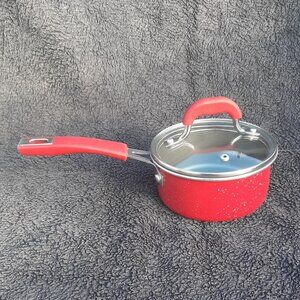 The Pioneer Woman Frontier Red Speckle 1 Qt Nonstick Saucepan Vented Glass Lid